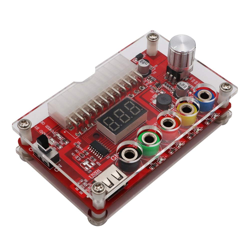 ATX 24Pin Power Breakout Board con Manopola di Tensione Regolabile ADJ e Regolatore di Tensione Kit Guscio Acrilico