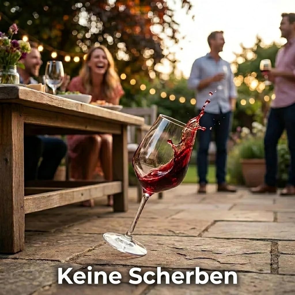Generisch Lot de 4 verres à vin en Tritan de qualité supérieure (400 ml) incassables et transparents - Verres d'extérieur incassables avec tige - Pour camping, piscine, pique-nique et jardin - Sans