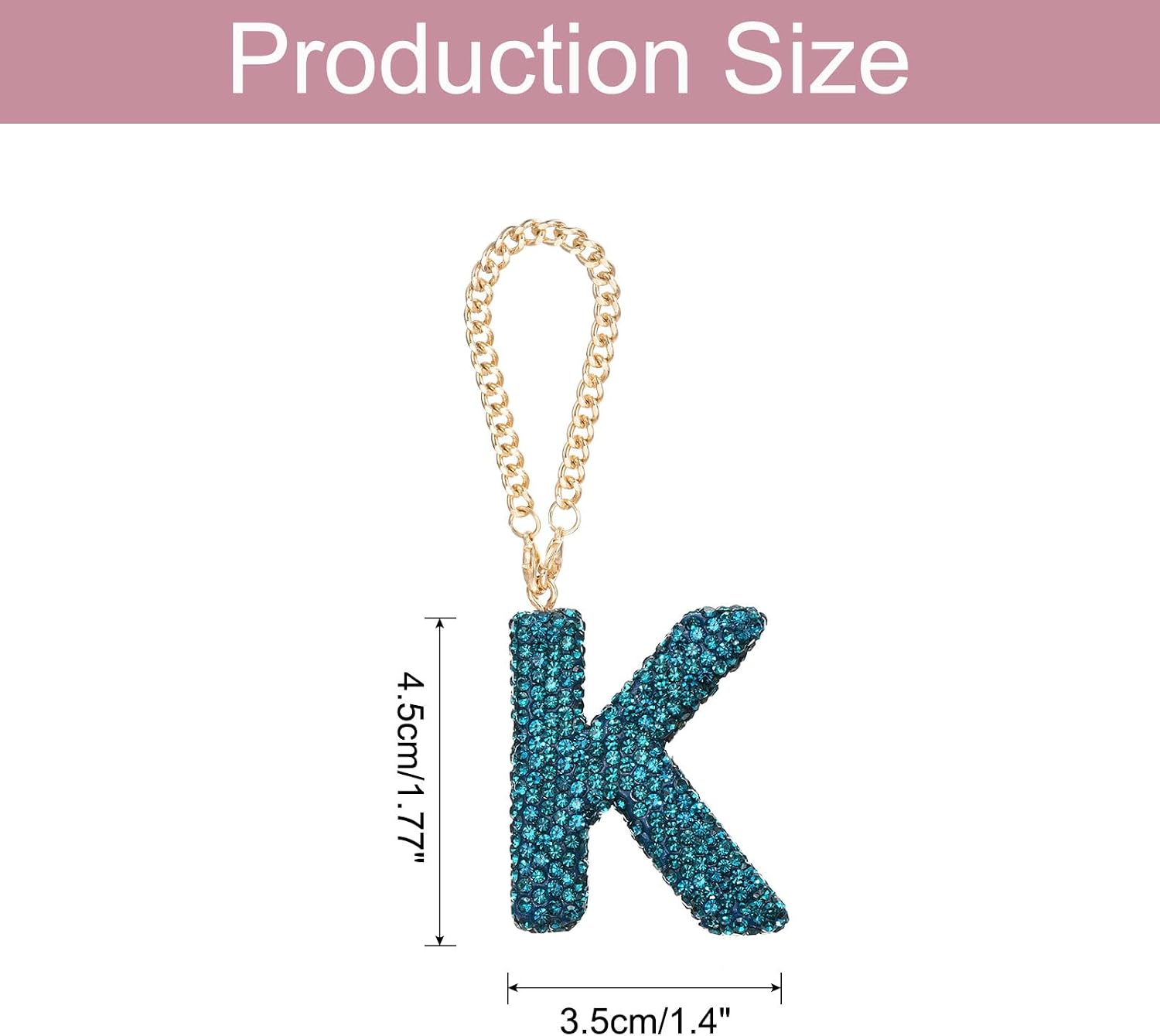 MECCANIXITY Bling Car Letter Charm, Initial K Letter Interior Car Rear View Mirror Decoration Hanging Crystal Ornaments for Women Bags Water Cup DIY Craft, Lake Blue