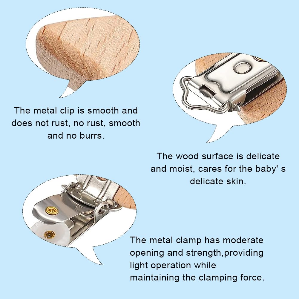 Clip Per Ciuccio In Legno - Sicura, Naturale, Multifunzione Per Passeggini E Vestiti