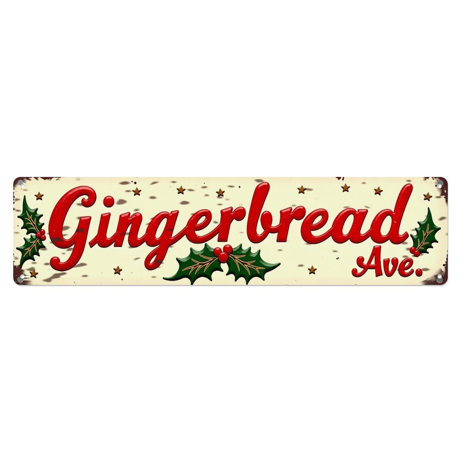 Gingerbread Avenue Holiday Sign Metal Tin Sign Plaque