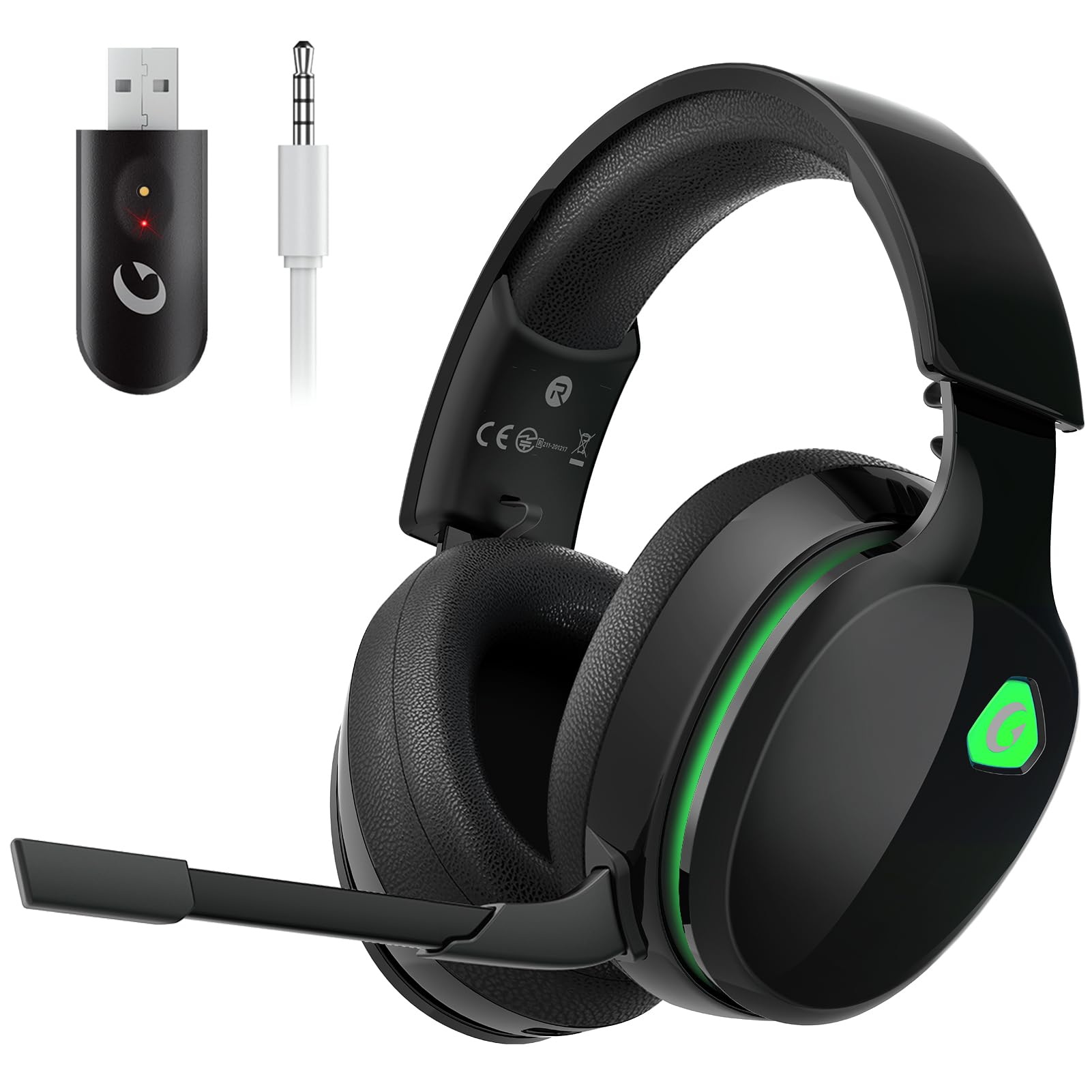 AOC GH300 - Casque de jeu avec rétroéclairage RVB, micro amovible, haut-parleur de 50 mm et stéréo Virtual Surround 7.1 avec audio Hi-Fi, noir/rouge