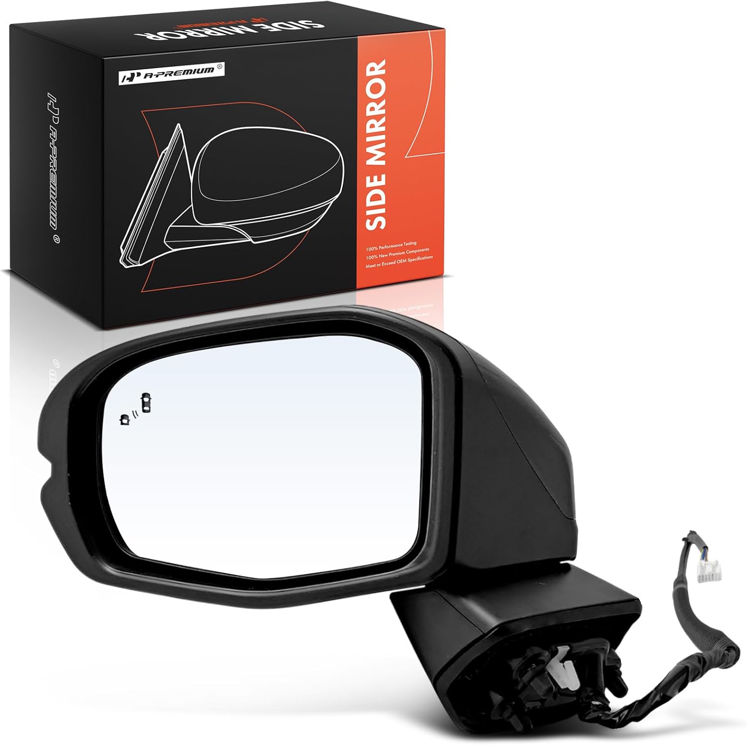 A-Premium Driver Side Power Door Mirror - Compatible with Honda CR-V 2023-2025 - Heated Manual Folding Black Outside Rear View Mirror w/Turn Signal and Blind Spot Detection