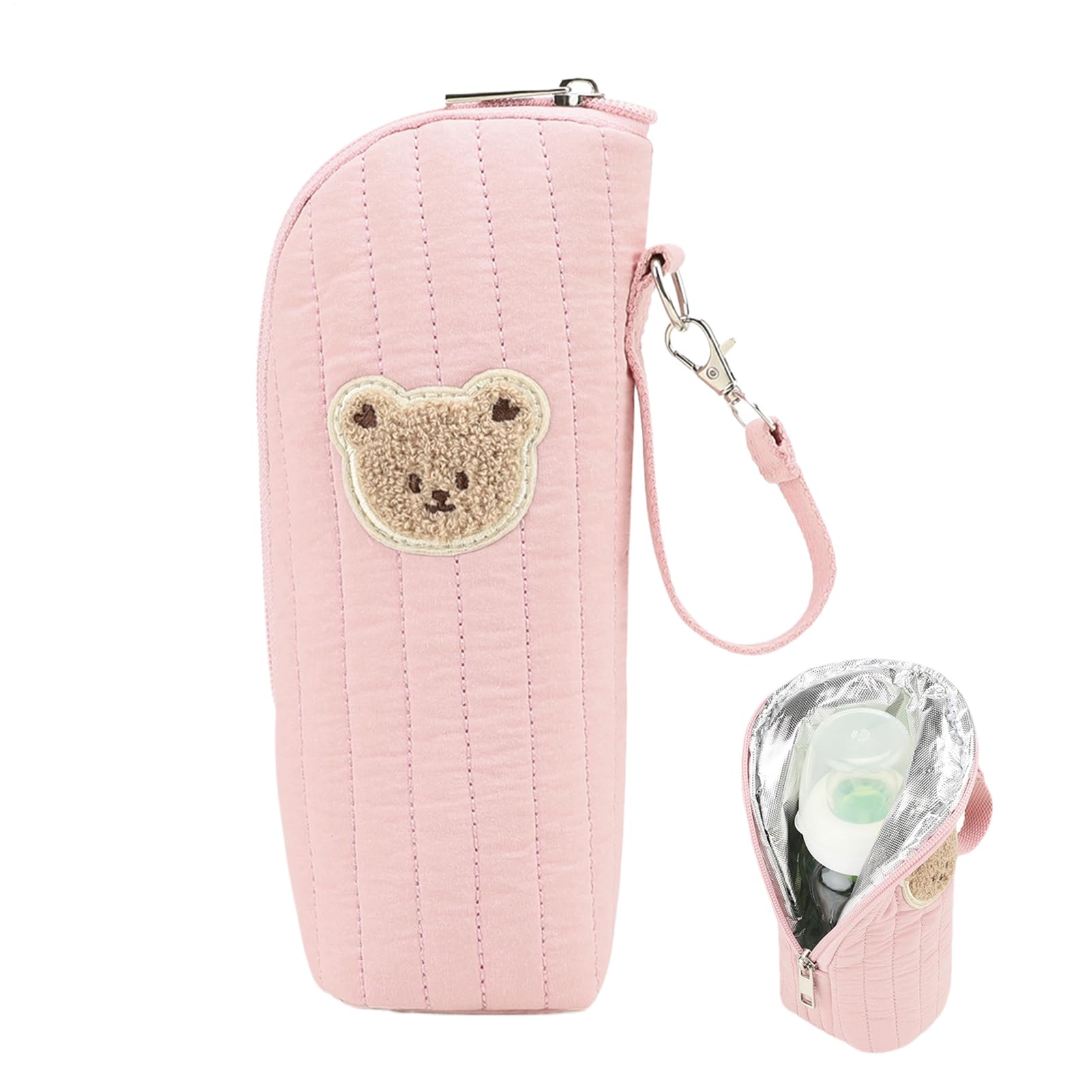 Insulated Bottle Bag - Baby Bottle Cooler Bag with Cute Bear Design, Keeps Milk Food Fresh for Travel and Nursing, Thermal Tote Daily Storage Outdoor Feeding Portable Waterproof
