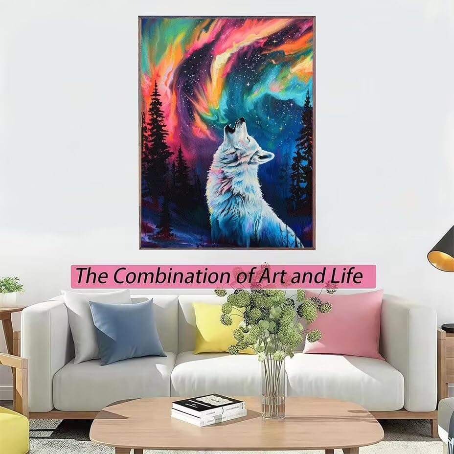 Diamond Painting Loup 5D Peinture Diamant Kit Complet DIY 40x50cm