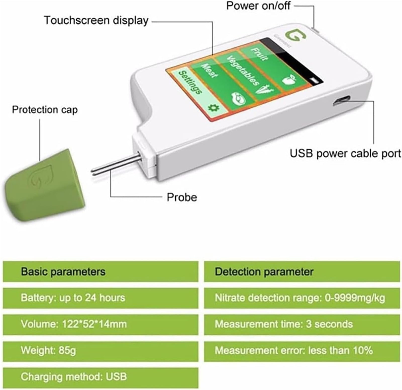 Tester per residui di pesticidi di frutta per test accurati di qualità alimentare - Radiometro affidabile per test di frutta, verdura, carne e acqua