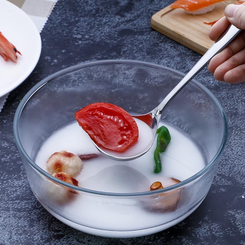 Miniatura 3 de IMEEA Cucharones pequeños de 8 pulgadas para servir salsa SUS304 de acero inoxidable cucharón de sopa de salsa, juego de 4