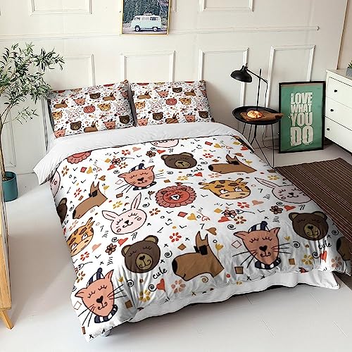 Housse de couette chat 3D anti-transpiration parure de lit zippée 200x200