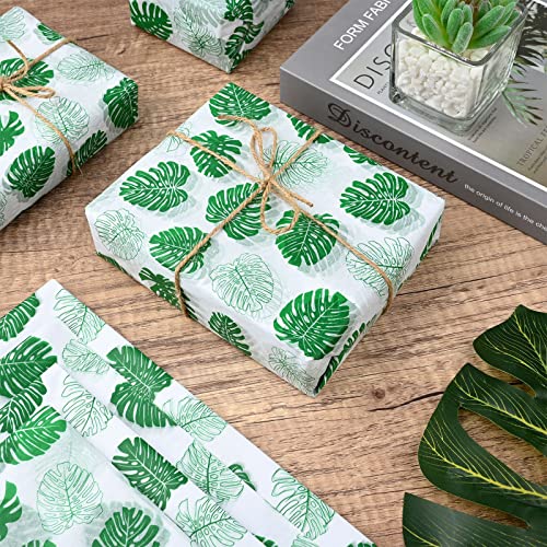 50 Sheets 28 * 20 Inches Palm Leaf Tissue Paper For Gift Wrapping, Tropical Gift Tissue Paper Green Tissue Paper For Gift Bags For Birthday, Baby Shower, Wedding, Summer Holiday Diy Crafts #TOP3