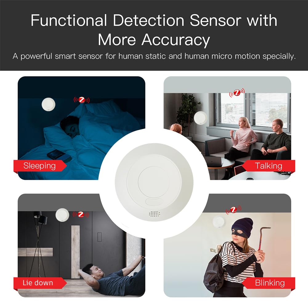 Sensor de presencia, WenzhiIoT Sensor de movimiento inteligente Zigbee 5.8GHz Radar MmWave Sensor de presencia Movimiento Cuerpo Detección de Movimiento para Iluminación 110/220V Interruptor