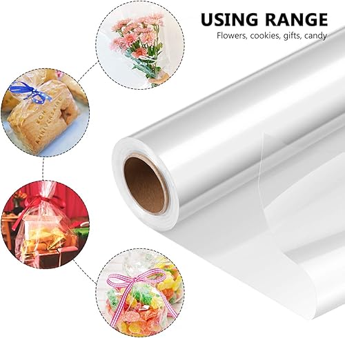 Miniatura 6 de Cabilock Bolsas de celofán transparente de celofán para cestas de regalo, 2 unidades de rollo de envoltura de grosor de 17 pulgadas x 100 pies,