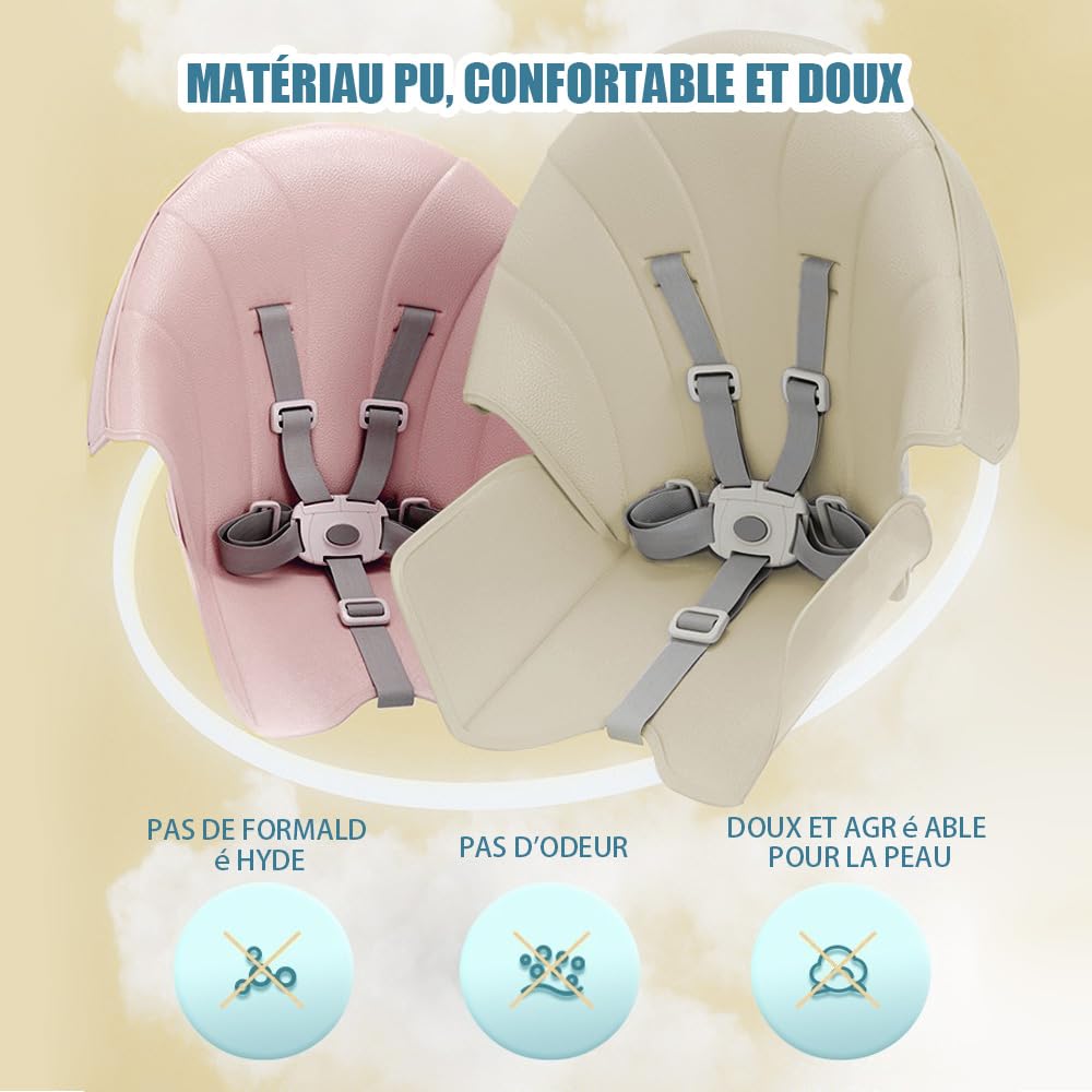 Chaise Haute Bébé Evolutive Pliable Chaise Haute 4 en 1, Double Plateau Détachable avec 4 Angles d'Inclinaison, Transat Inclinable Enfant Chaise avec Roues Universelles