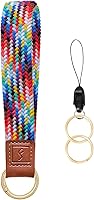 Vista 20 de Fishent Llavero elástico, bonito llavero de pulsera, cordón de muñeca tejido para llaves, llaveros para mujeres y hombres, llaves de automóvil