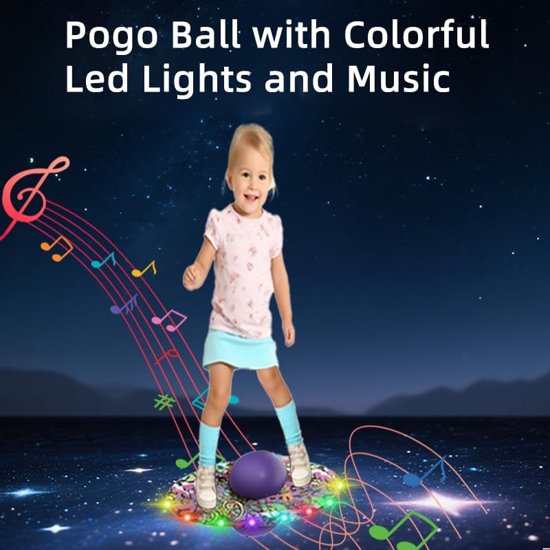 Anby Colorful LED Light Up Pogo Ball with Music - Fun Balance Trick Bounce Board Jumping Ball Toy for Kids, Perfect for Outdoor & Indoor Play, Gift for Boys and Girls Up to 200 lbs Easter (Purple)