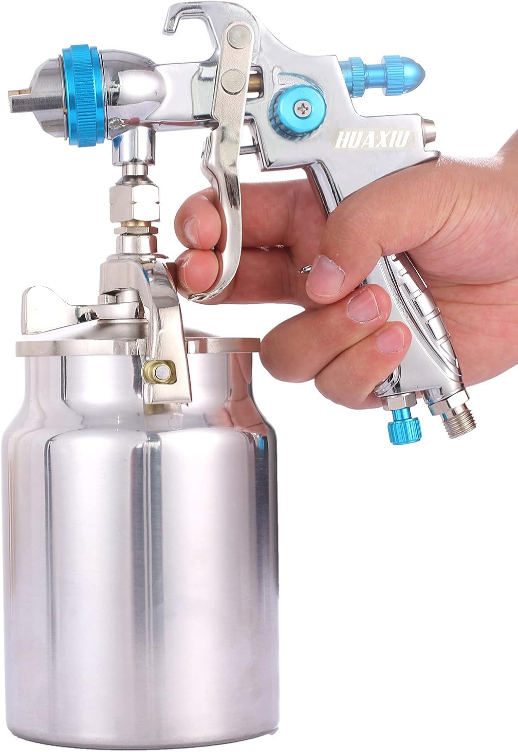 Professional HVLP Siphon Feed Spray Gun-1000cc Non-drip Paint Cup with Nozzle Tip Size 1.7mm