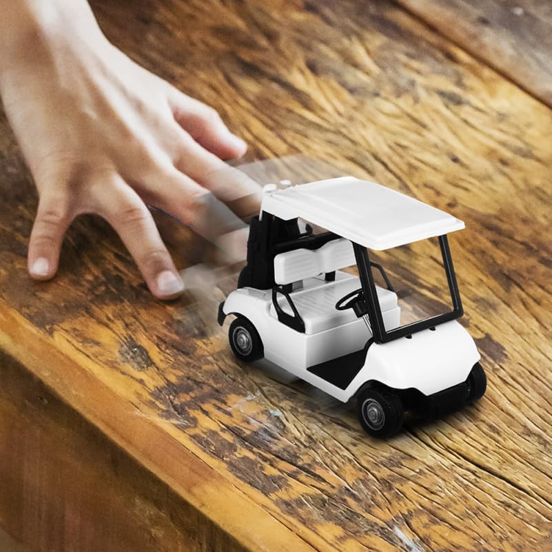 Miniatura 8 de Toyvian 2 piezas de mini carrito de golf para niños, decoración de pasteles, mini carrito de golf fundido a presión, modelo de golf, juguete de