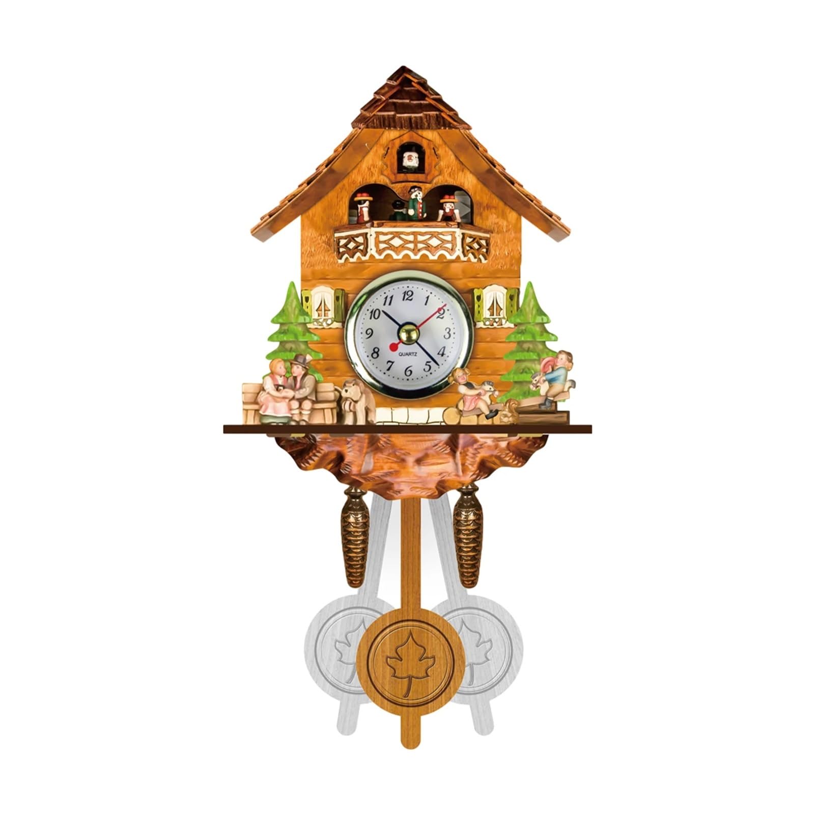 Gsclz B 14Inch Cuckoo Clock Wooden Lack Forest Chalet Wall Ird Alarm Decorations For Wall Art Home Office Decoration(B)