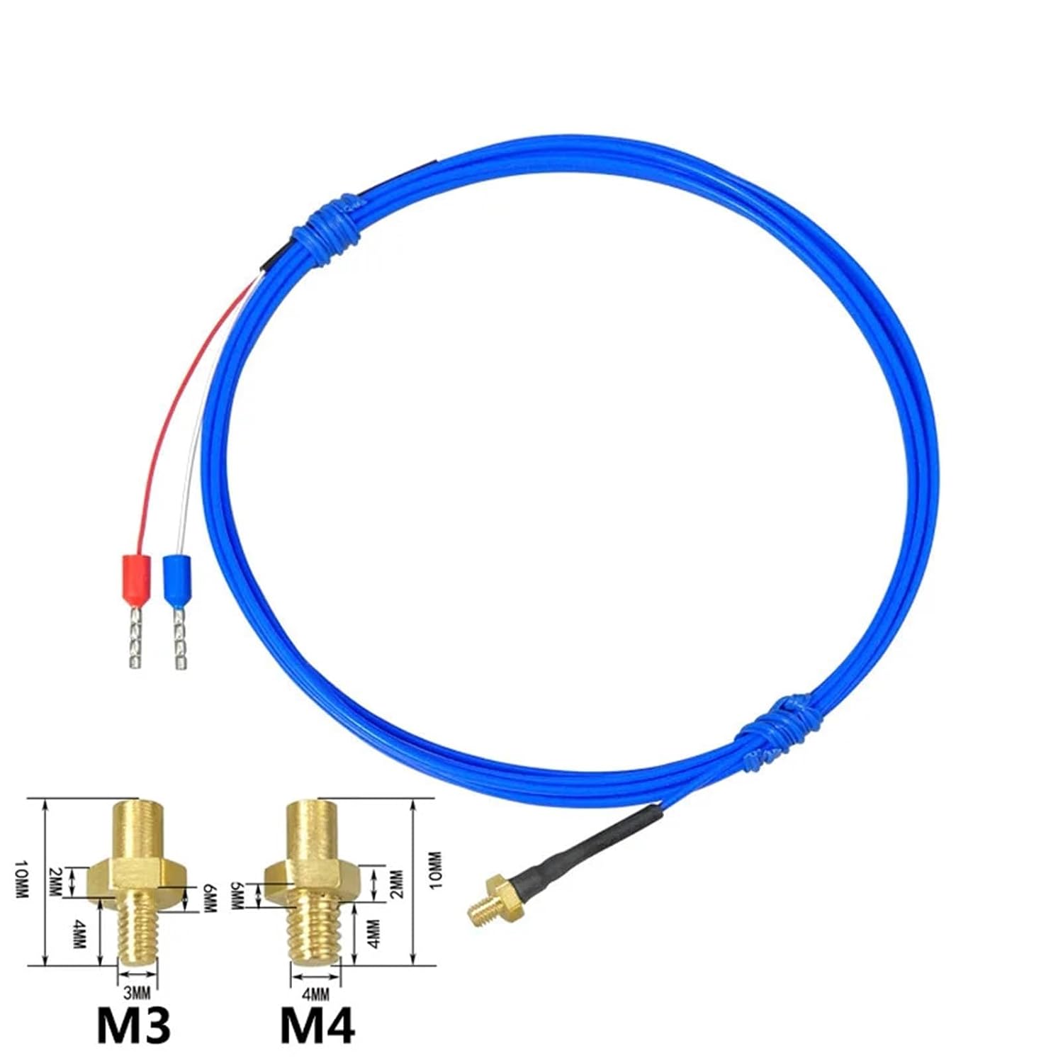 K/PT100 Type M3 M4 Bolt Head 0.12-5m Plastic Cable 3D Printer Thermocouple Screw Temperature Sensor 1Pcs(PT100 M4 Cable 5m)