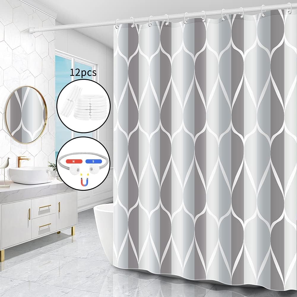 WELTRXE Shower Curtains Mould Proof Mildew Resistant, 183 x 183 cm