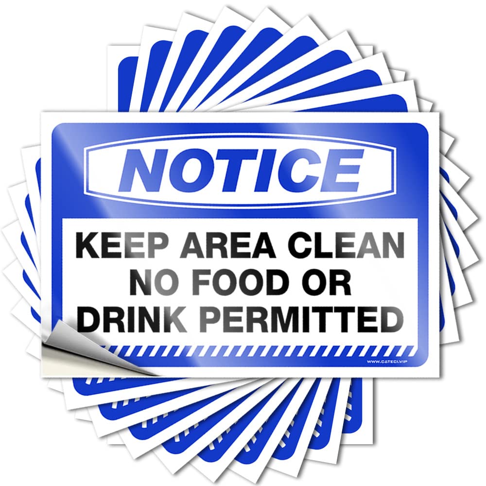 Kitchen Stuff Lettering Sticker Durable Custom | Notice Keep Area Clean - No Food Or Drink Permitted Fuzzy Self Adhesive Sticker for Bathroom DIY(6X9CM)