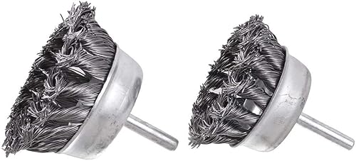 Miniatura 6 de Rocaris Juego de 7 cepillos de rueda de alambre de nudo giratorio para taladro de copa prensada, juego de cepillos para taladro con vástago de 14