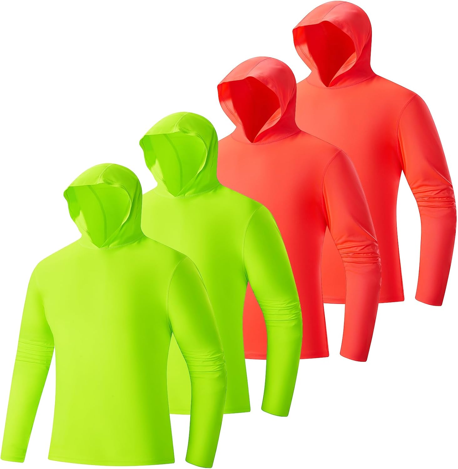 Men's Fishing Hoodie Shirts 4 Pack/5 Pack Sun Protection UPF 50+ Running Swimming Rash Guard Shirt