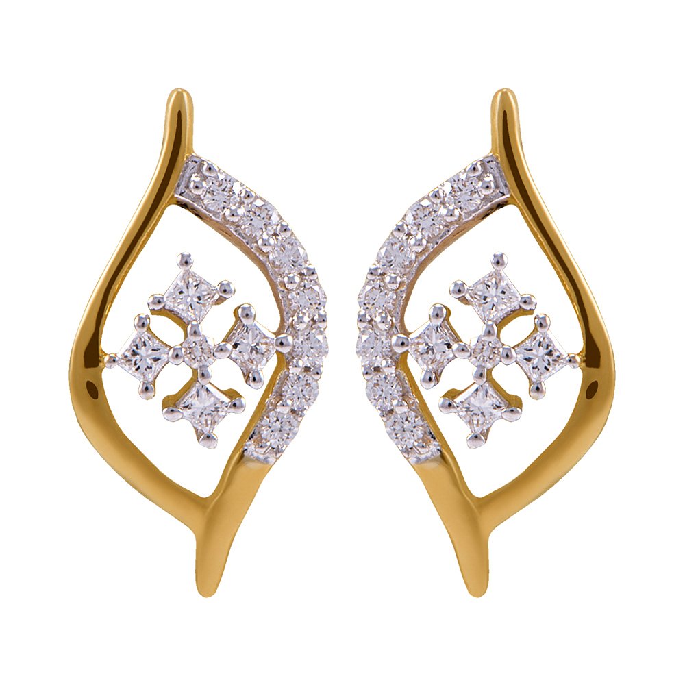 joyalukkas Women 18K Yellow Gold And Diamond Stud Earrings-picture-27