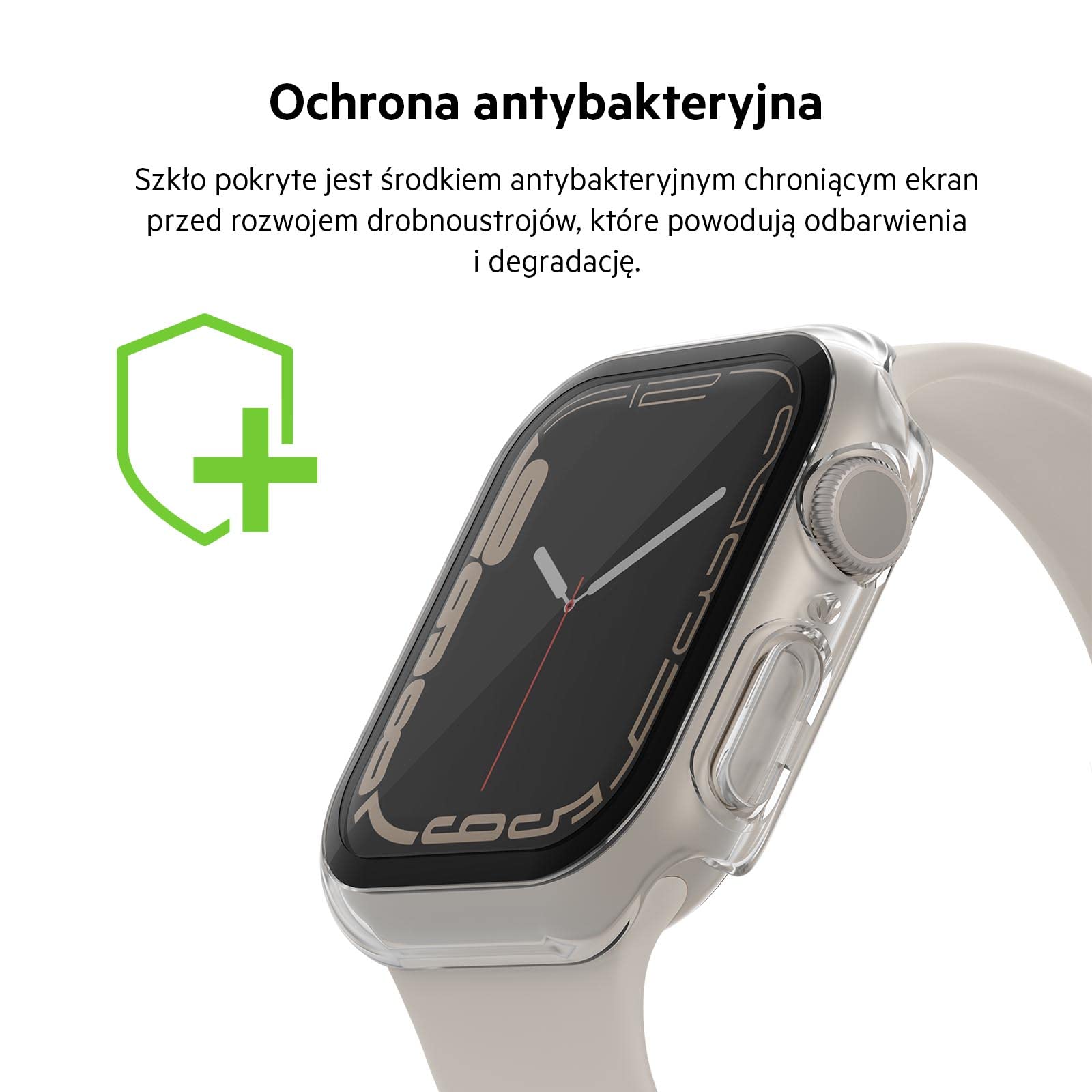 Etui z ochraniaczem Belkin ScreenForce do Apple Watch 40mm, 41mm serii 8, SE, 7, 6, 5, 4, z wbudowaną osłoną ekranu ze szkła hartowanego, odporne na zarysowania i łatwe do założenia – przezroczyste