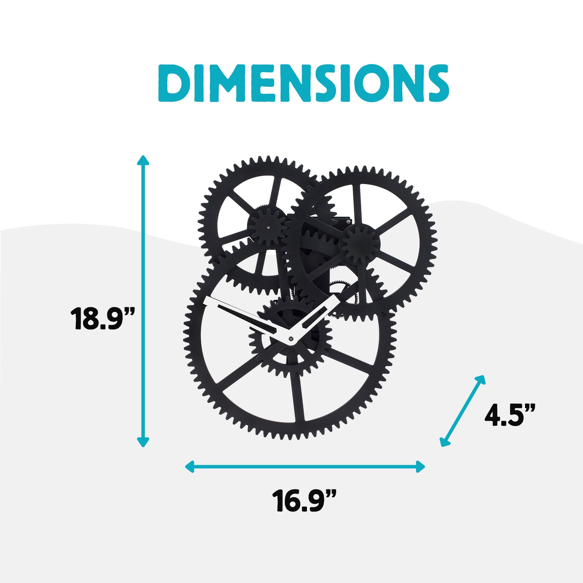 家具 Kikkerland Black Triple Gear Wall Clock Triple Gear Wall Clock – Kikkerland Design Inc