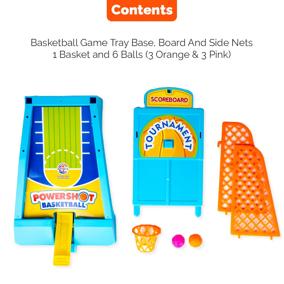 RATNA'S Powershot Basketball Board Game, Tabletop Mini Basketball Set, Travelling Toy for Kids 4+ Years 1
