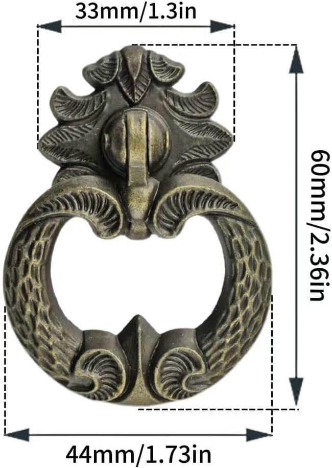 5 PCS Vintage Bronze Knobs Pulls Handles Antique Drawer Pull Ring Single Hole Decorative Hardware with Screws for Furniture Cabinet Cupboard Dresser Wooden Box