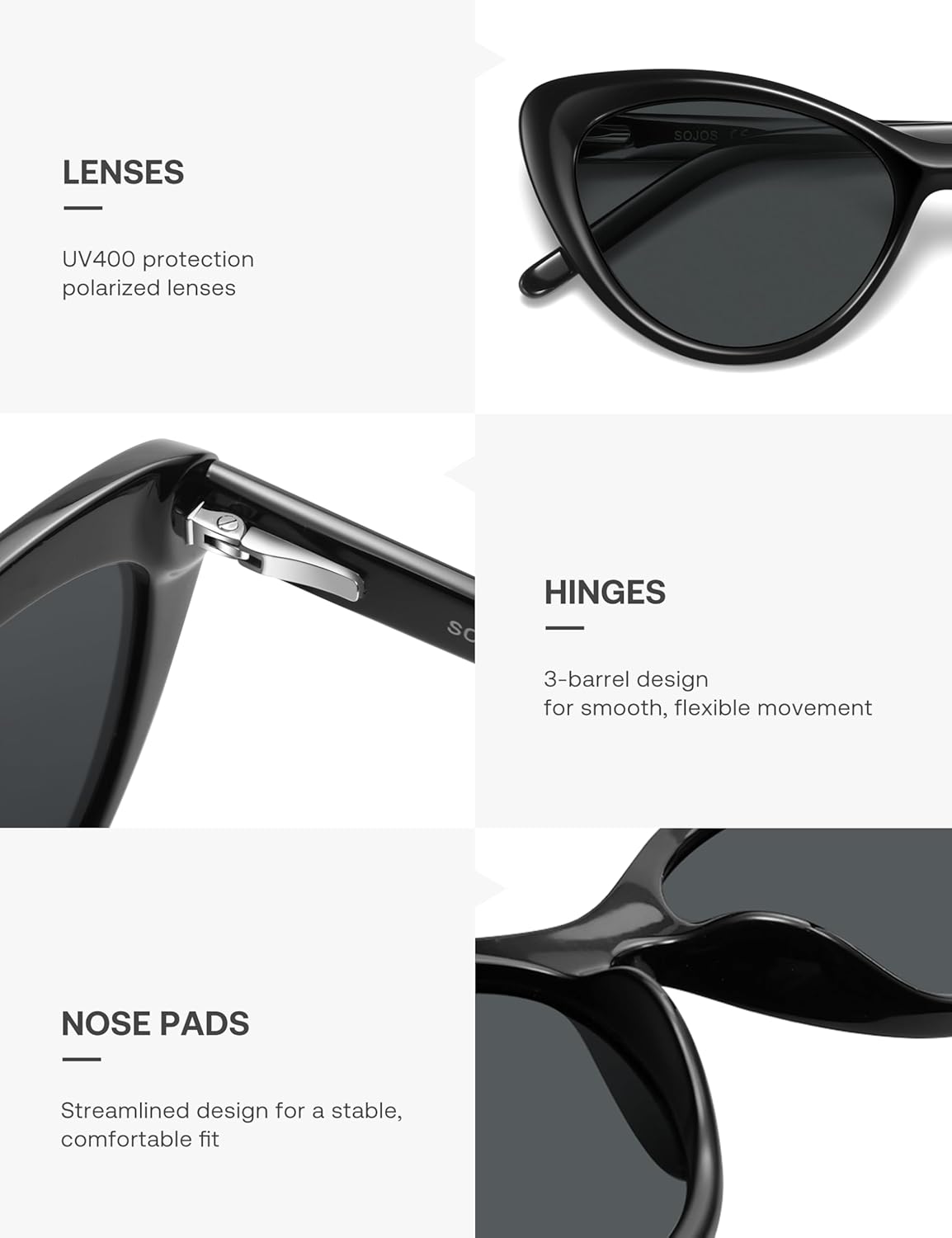 SOJOS Acetate Cat Eye Sunglasses Women Handmade Polarized Retro Lightweight Fashion 90s Style UV400 Sunnies SJ3114 - Image 4