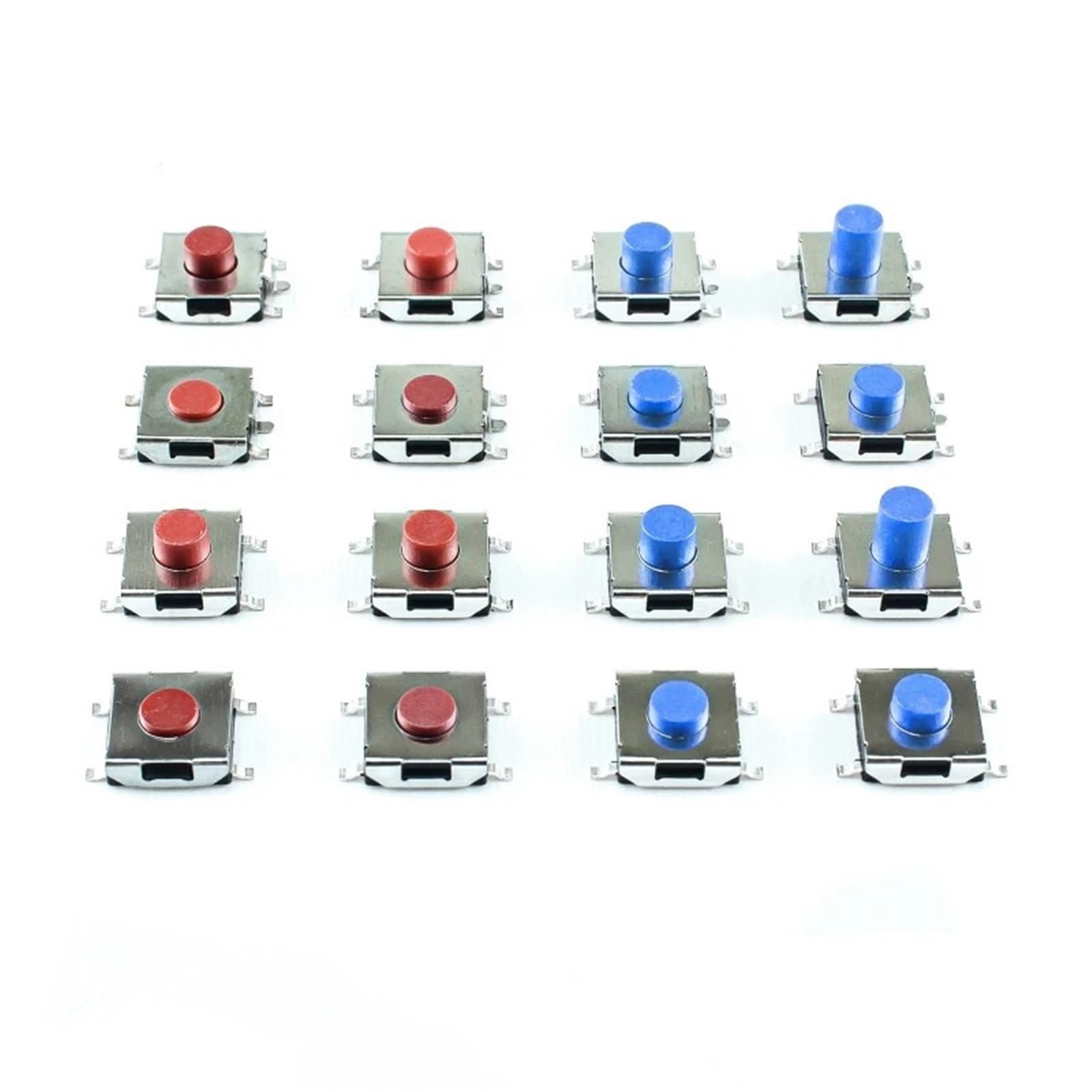 Interruttore tattile 6,2 x 6,2 x 3,1-5 con sede piatta, pulsante con testa rossa e blu, quattro/cinque piedi, 100 pezzi(Blue-4Pin,H-3.7)