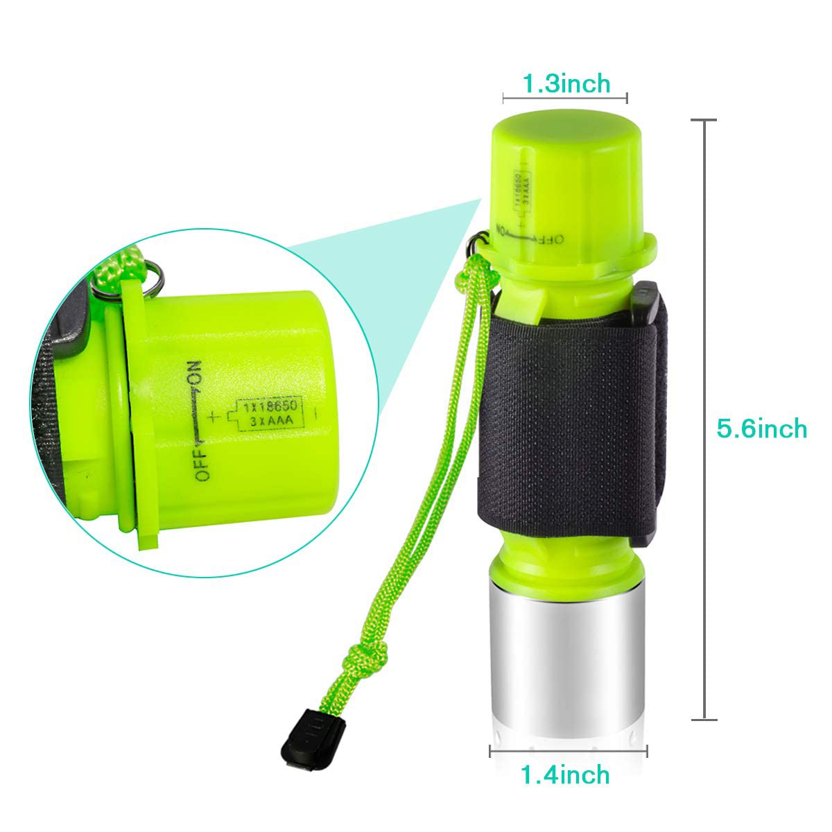 1100 Lúmenes Bajo el Agua a Prueba de Agua Super Brillante L2 LED Sumergible Antorcha con Correa 1100 Lúmenes
