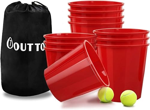 OTTARO Juego de Pong para exteriores para adultos y niños juego de interior al aire libre incluye 12 cubos 2 bolas y una bolsa de transporte para