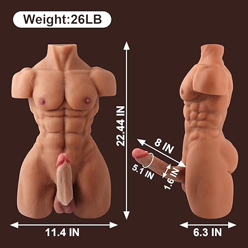 Miniatura 5 de Muñeca sexual masculina de 26 libras para mujeres con consolador enorme flexible de 8 pulgadas, muñecas sexuales musculosas realistas 3D con anal