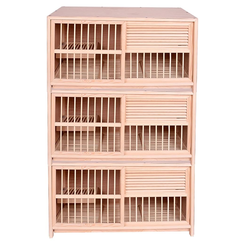 Jaula para Palomas con Bandeja para Huevos, Puerta Corrediza, Pajarera con Media Contraventana, Bandeja Extraíble para Heces, Caja De Cría De Pino para Pájaros.(Natural*3,90cm)