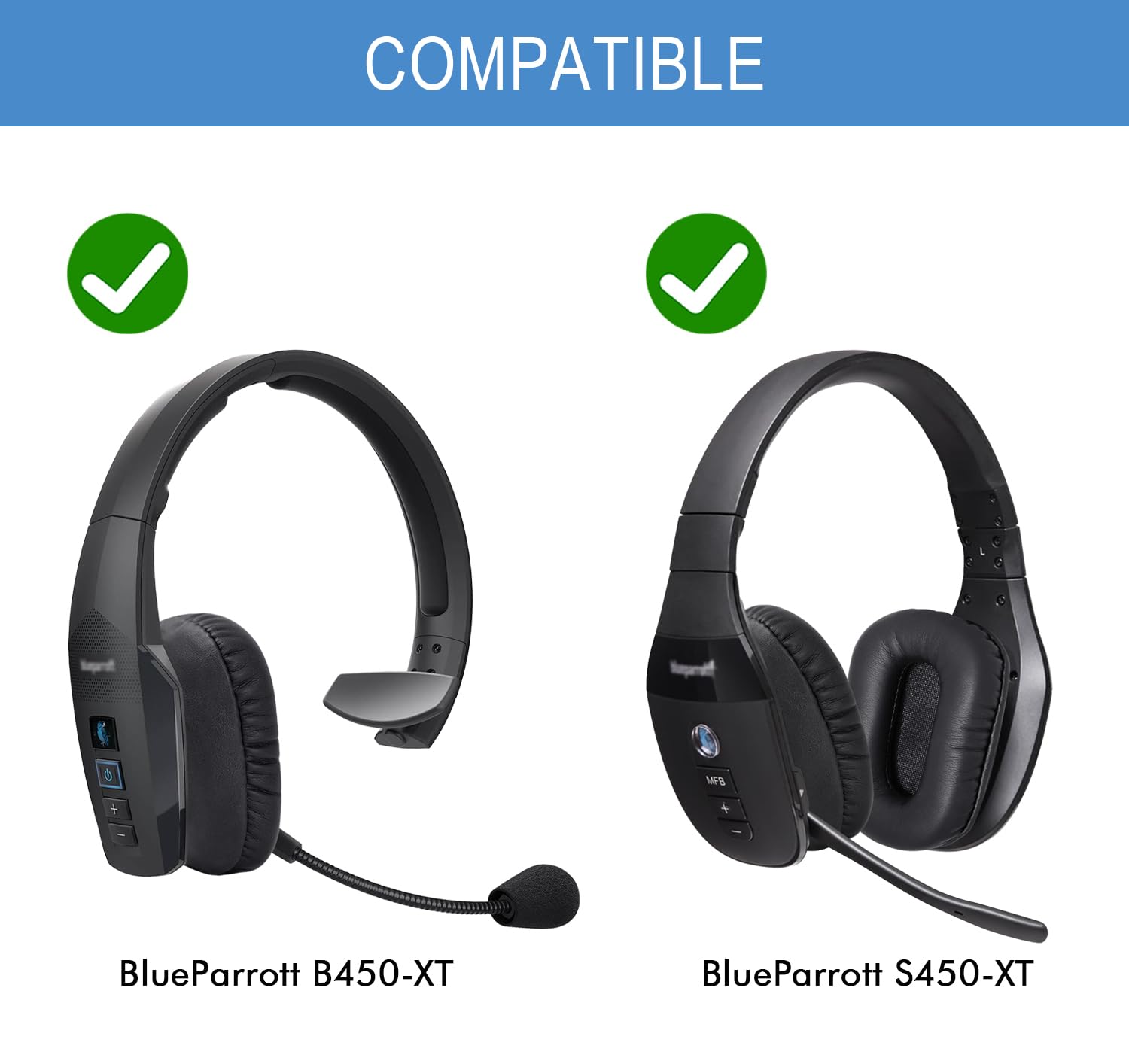 Cuscinetti Auricolari BlueParrott Cuscinetti Auricolari Di Ricambio Per Cuffie BlueParrott B450-XT - Morbidi, Neri, Confezione Singola Ricambio Cuffie