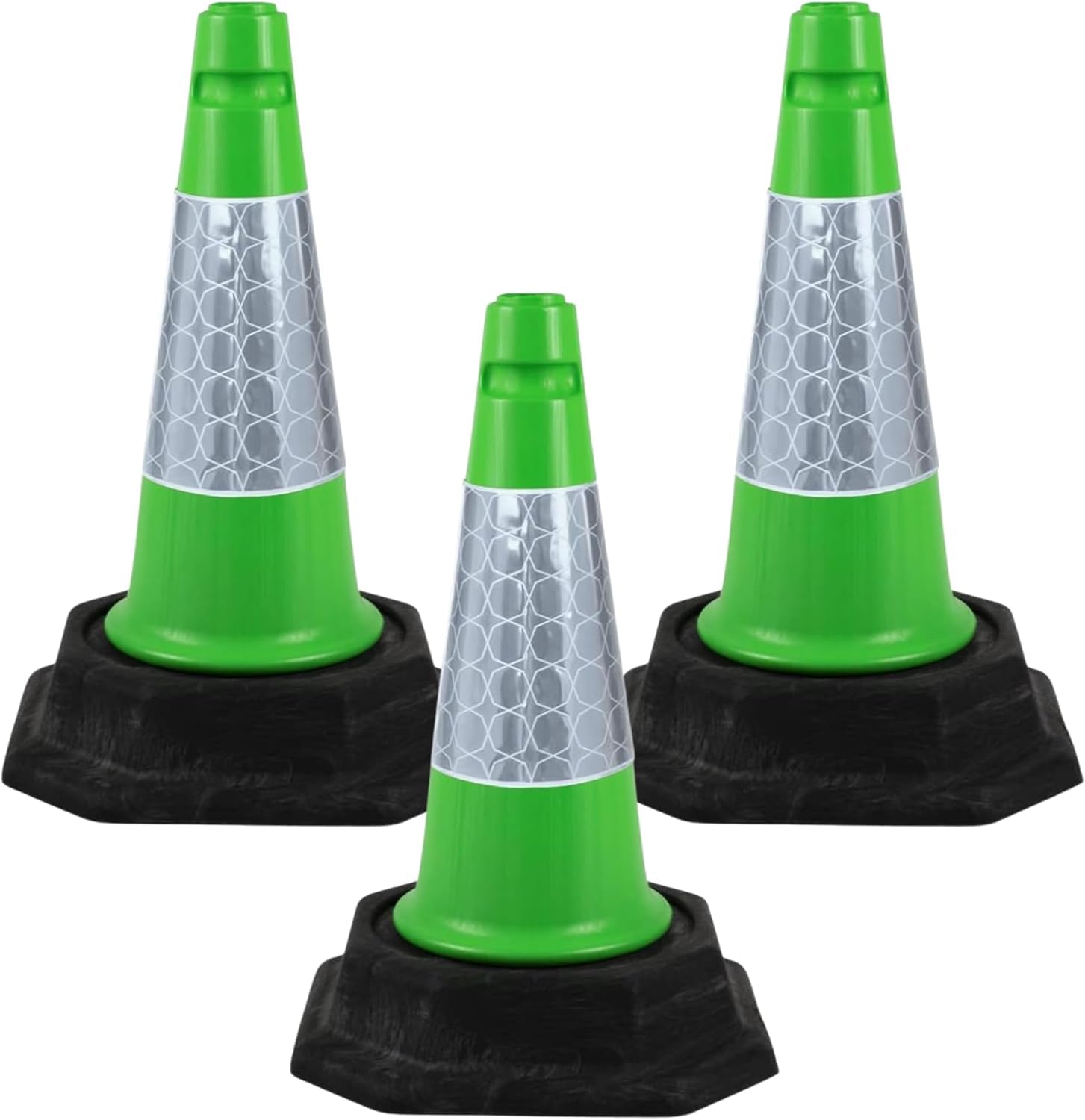 Street Solutions UK - 3 x 460mm Tall Traffic Cones Reflective Sleeve For Indoor And Outdoor Usage, Self Weighted Cones Are Manufactured In The UK Green
