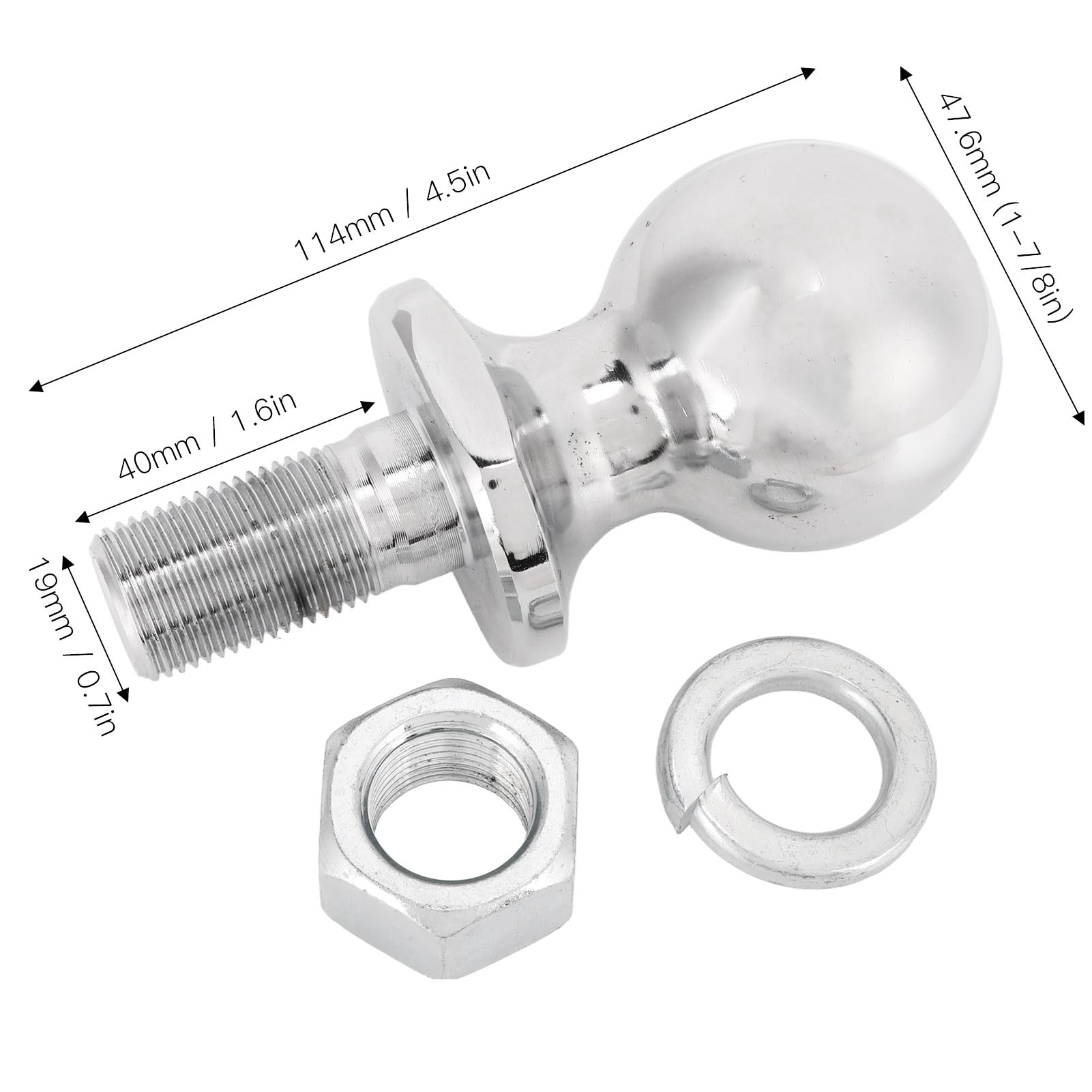 Gancio Traino a Sfera,50mm Rimorchio a Sfera,3,5T Gancio Traino Rimorchio,Ø19mm Vite per Aste di Accoppiamento con un Carico Fino a 3,5 Tonnellate per Trattore Camper Roulotte Spiaggia Yacht