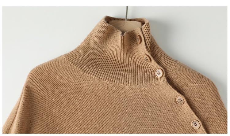 Scialle Donna,Mantello Da Donna Scialle Avvolgente Lungo Maglione Lavorato A Maglia Lana Merino Poncho Lavorato A Maglia Con Bottoni Elegante Morbido Cashmere Mantello Top Collo Alto Magl