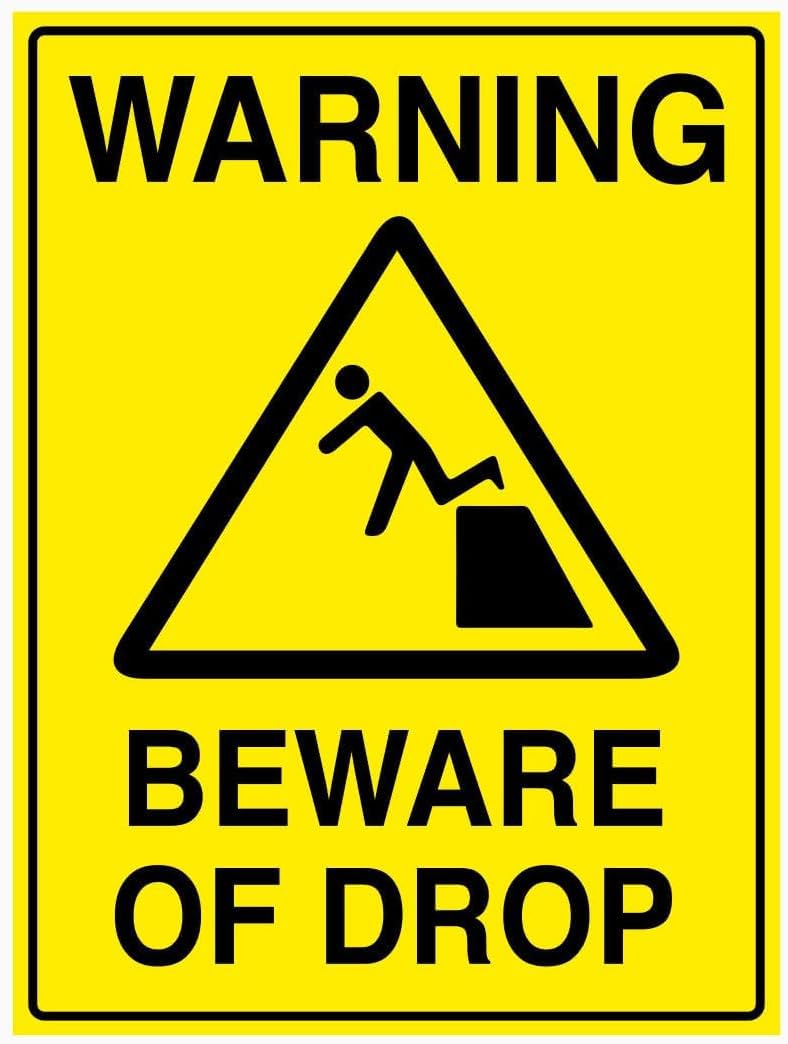 Warning Beware of Drop Rust Free Aluminum Tin Sign - Workplace Decor with Pre-Drilled Holes for Industrial/Commercial Site - 8x12 Inch​