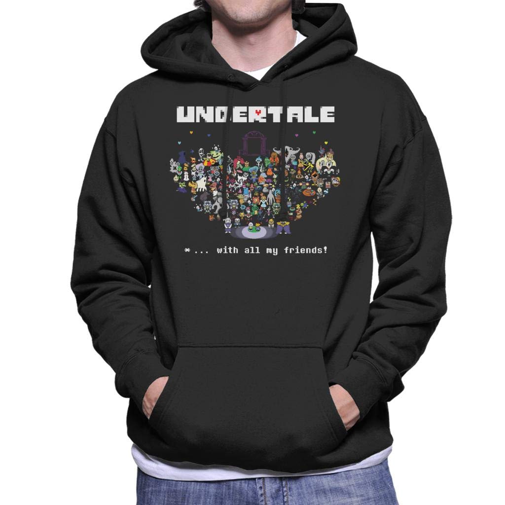 Cloud City 7 Men's Black Undertale With All My Friends Hooded Sweatshirt