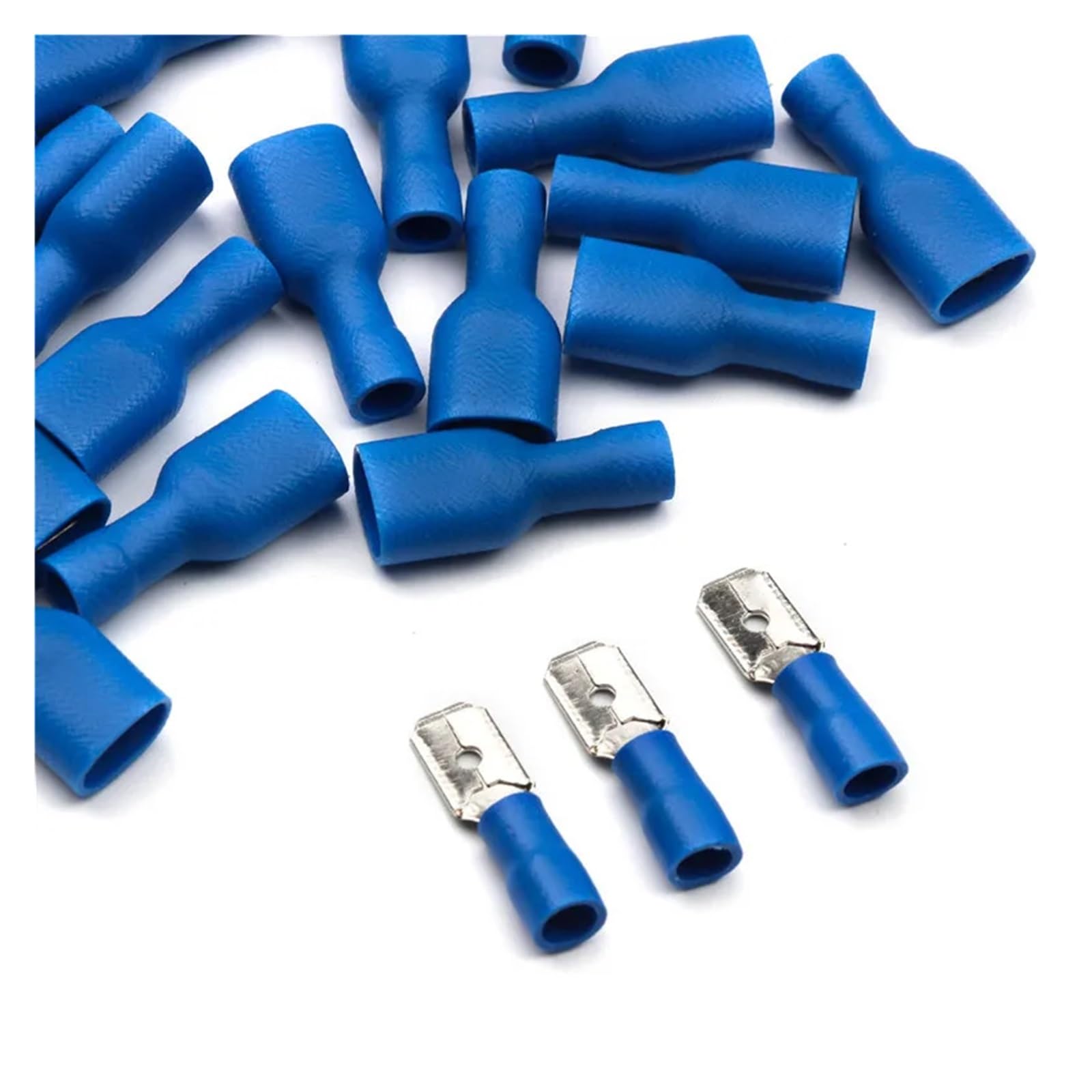 Bylsagwht Women's One Color 100Pcs Fdfd2-250 Mdd2-250 Blue Crimp Terminal + Male Spade Insulated Electrical Connectors Wiring Cable 1.5-2.5Mm2