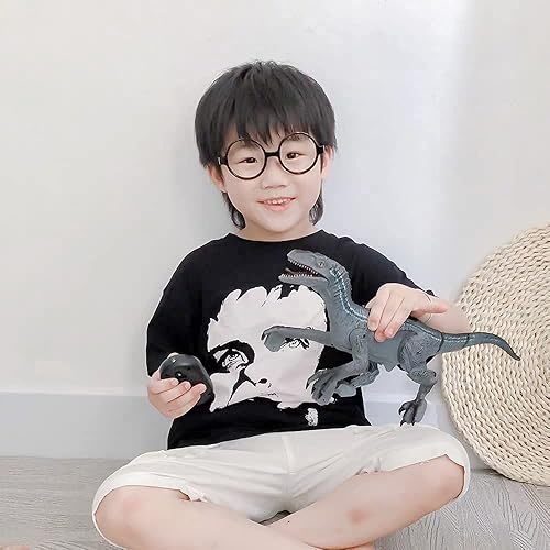 Miniatura 5 de Juguetes de dinosaurio con control remoto para niños de 4 a 7 años velociraptor electrónico realista RC dinosaurio caminando mascotas robot Dino con