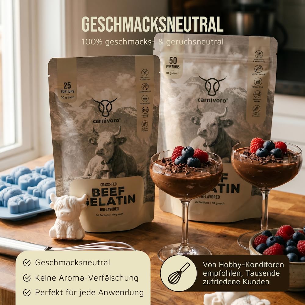 Gummibärchen Set zum Selbermachen - 2 x 500 g Rindergelatine + Gratis Silikonform - Gesunde Gummibärchen selber machen - Zuckerfreie Fruchtgummis - Protein Gummies