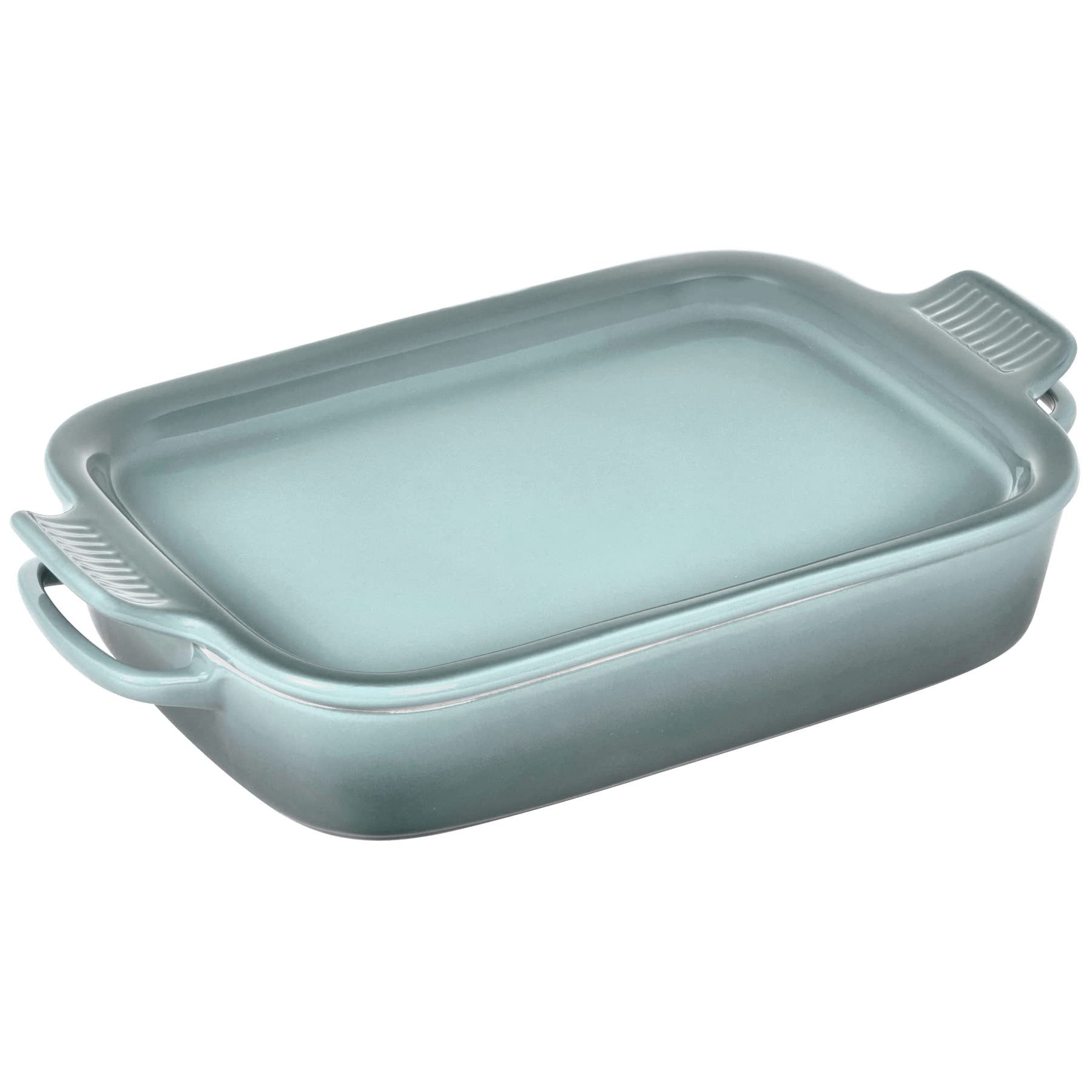 Le CreusetStoneware Rectangular Dish with Platter Lid, 14 3/4" X 9", Sea Salt