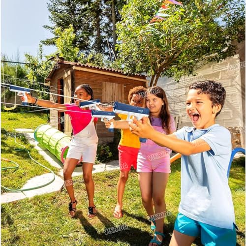 Image of VikriDA High Pressure Holi Pichkari Electric Water Gun Water Blaster, Automatic Squirt Gun with 300CC Capacity, 25-32ft Range & 2 Water Clips | Free Extra Battery | Blue