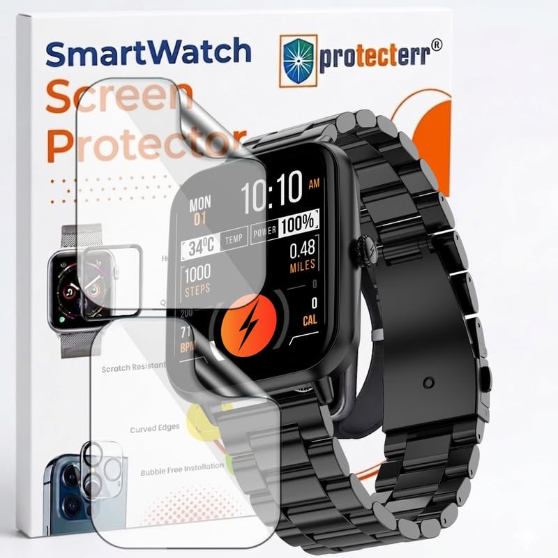 Image of 2-Pack Screen Protector for Fire Boltt Ninja Blaze 1.83 inch Smartwatch - Flexible TPU Screen Guard, HD Clear, Anti Scratch, Bubble Free, Full Coverage Film - Not Tempered Glass