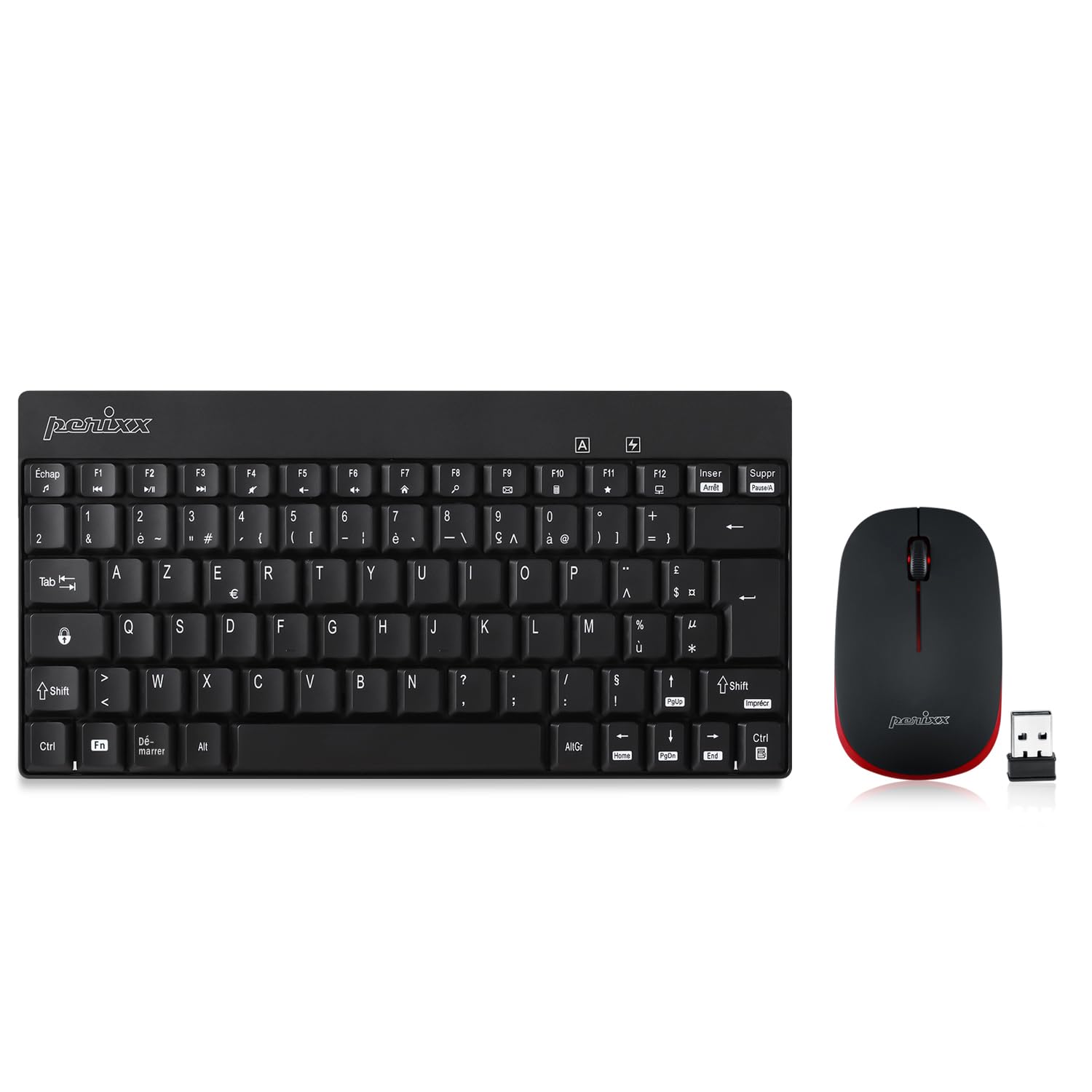 PERIDUO-712 Bezprzewodowa klawiatura i mysz - 2,4 GHz - AES 128 Bit - Czarny - AZERTY